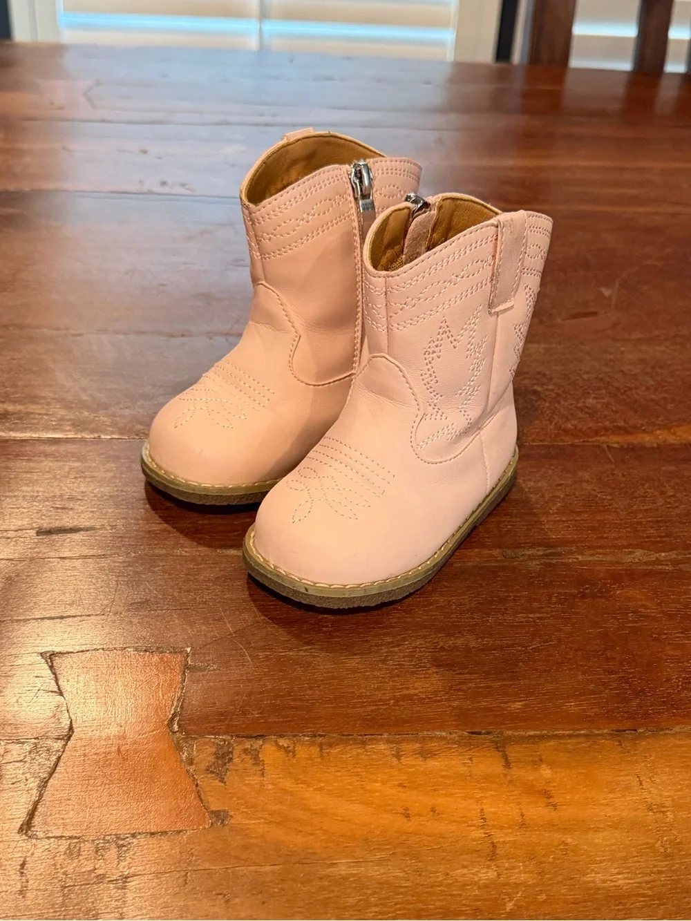 Kids Pink Western Zip-Front Boots